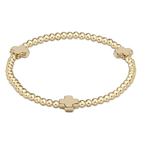 egirl Signature Cross Gold Pattern 3mm Bead Bracelet - Gold