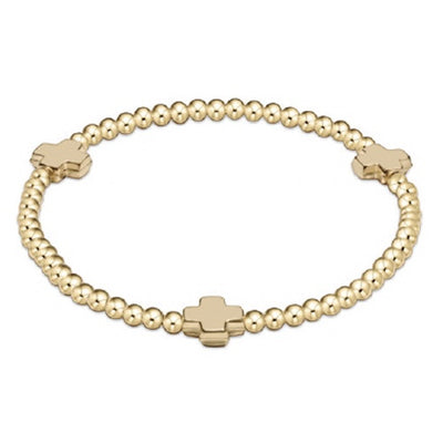 egirl Signature Cross Gold Pattern 3mm Bead Bracelet - Gold