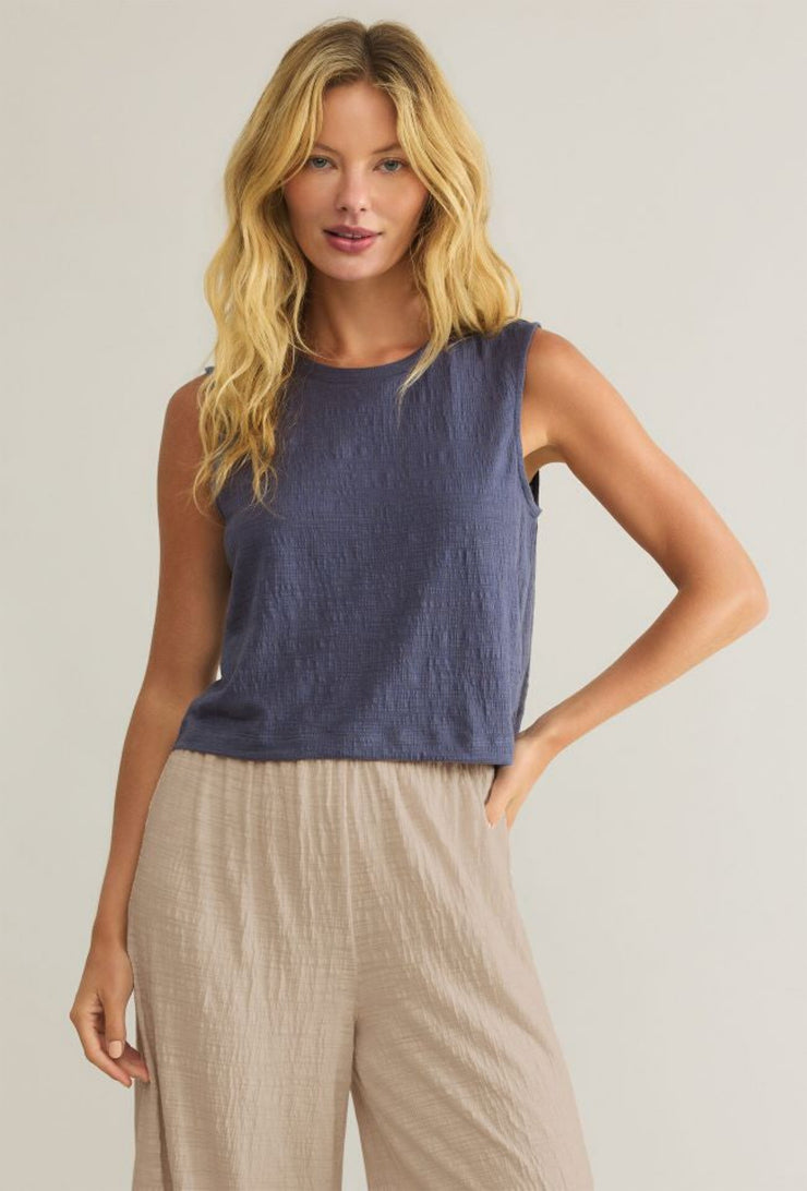 Sloane Textured Top - Worn Blue