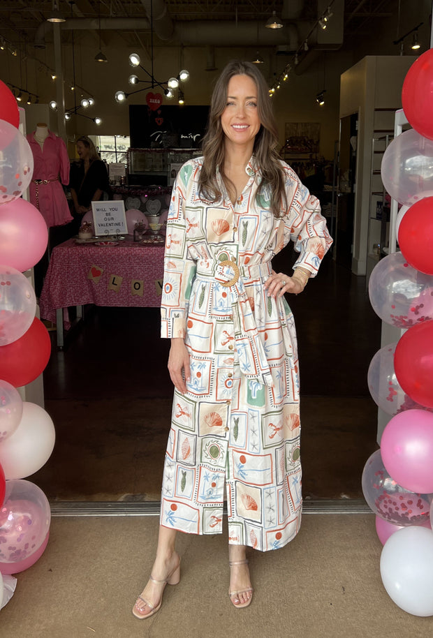 Capri Coast Shirt Dress W/Belt - Ivory