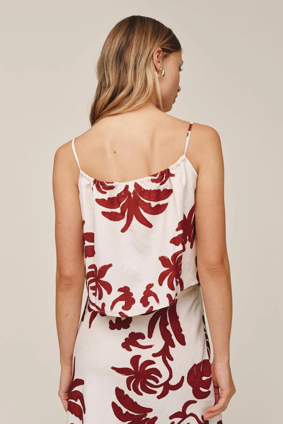 Tie Front Cami - Island Damask Print