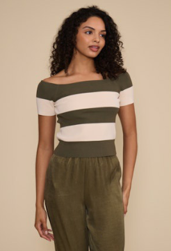 Tika Striped Top - Olive Cream