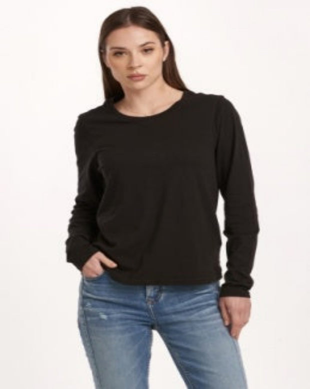 Kathy Basic Long Sleeve Tee - Black