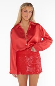 All Night Skort - Red Sequins