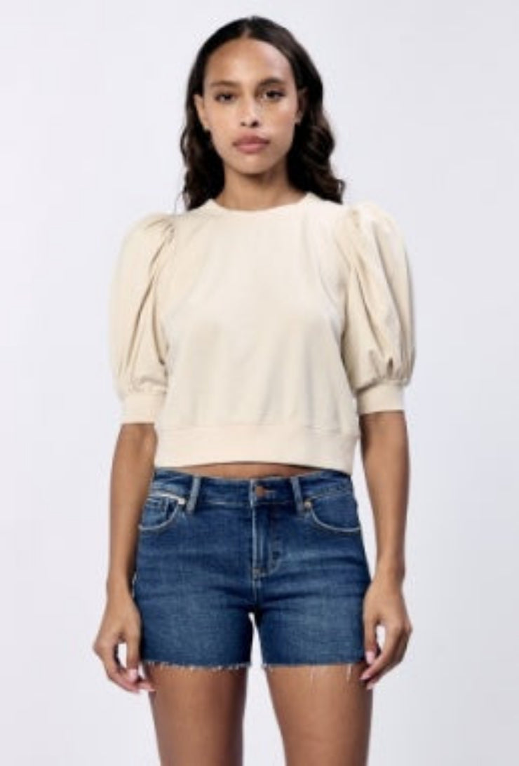 Pleated Puff Sleeve Top - Alabaster