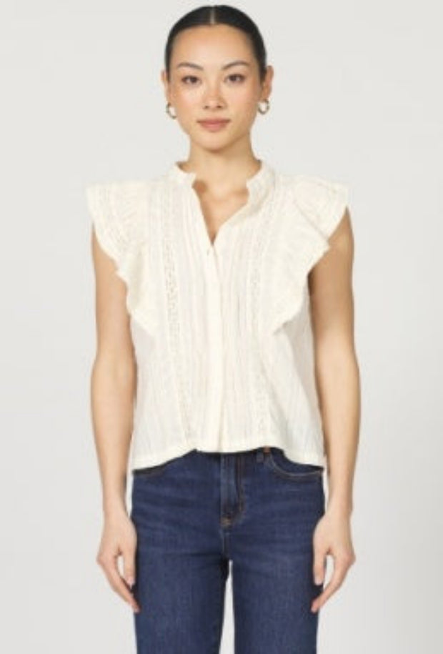 Sleeveless Ruffle Top - Whitecap Grey