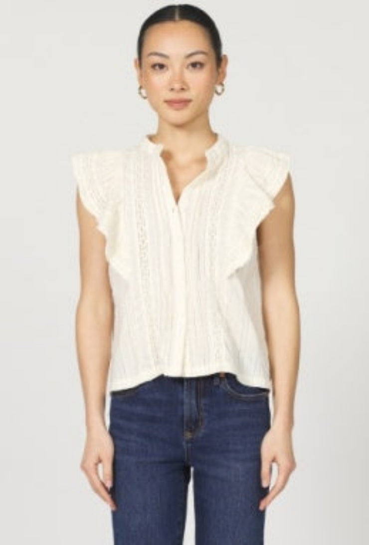 Sleeveless Ruffle Top - Whitecap Grey