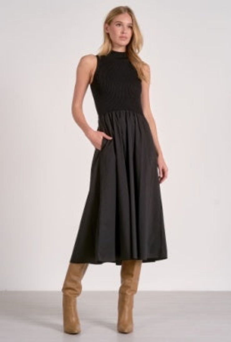 Sleeveless Mock Neck Maxi - Black