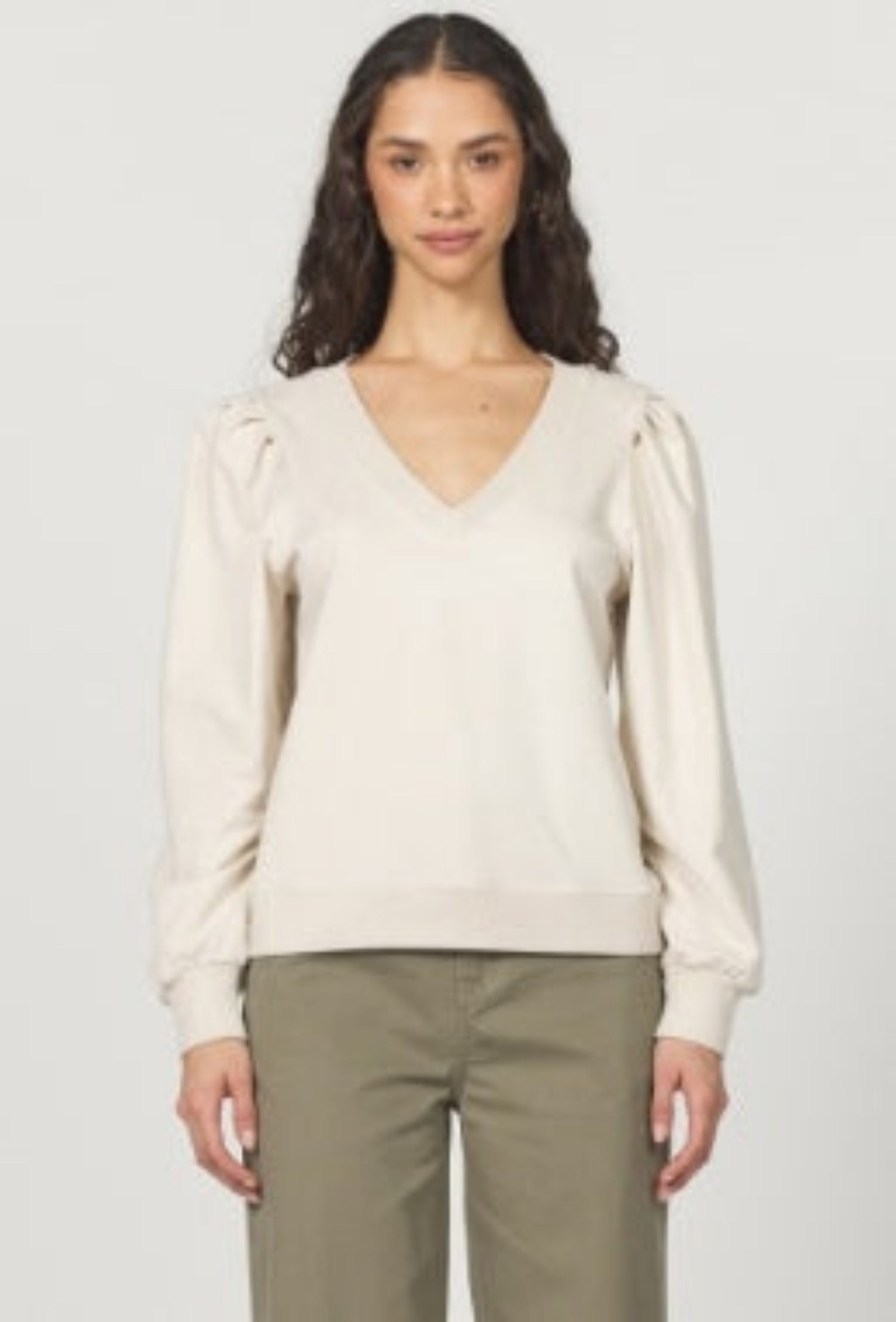 Sammi Long Sleeve Basic Top -  Oyster