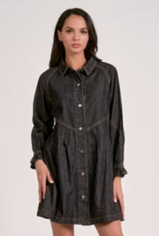Dark Denim Mini Dress - Black