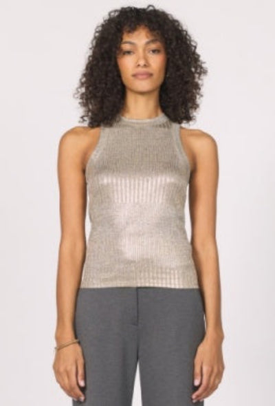 Pamela Halter Sleeveless Top - Gold Foil