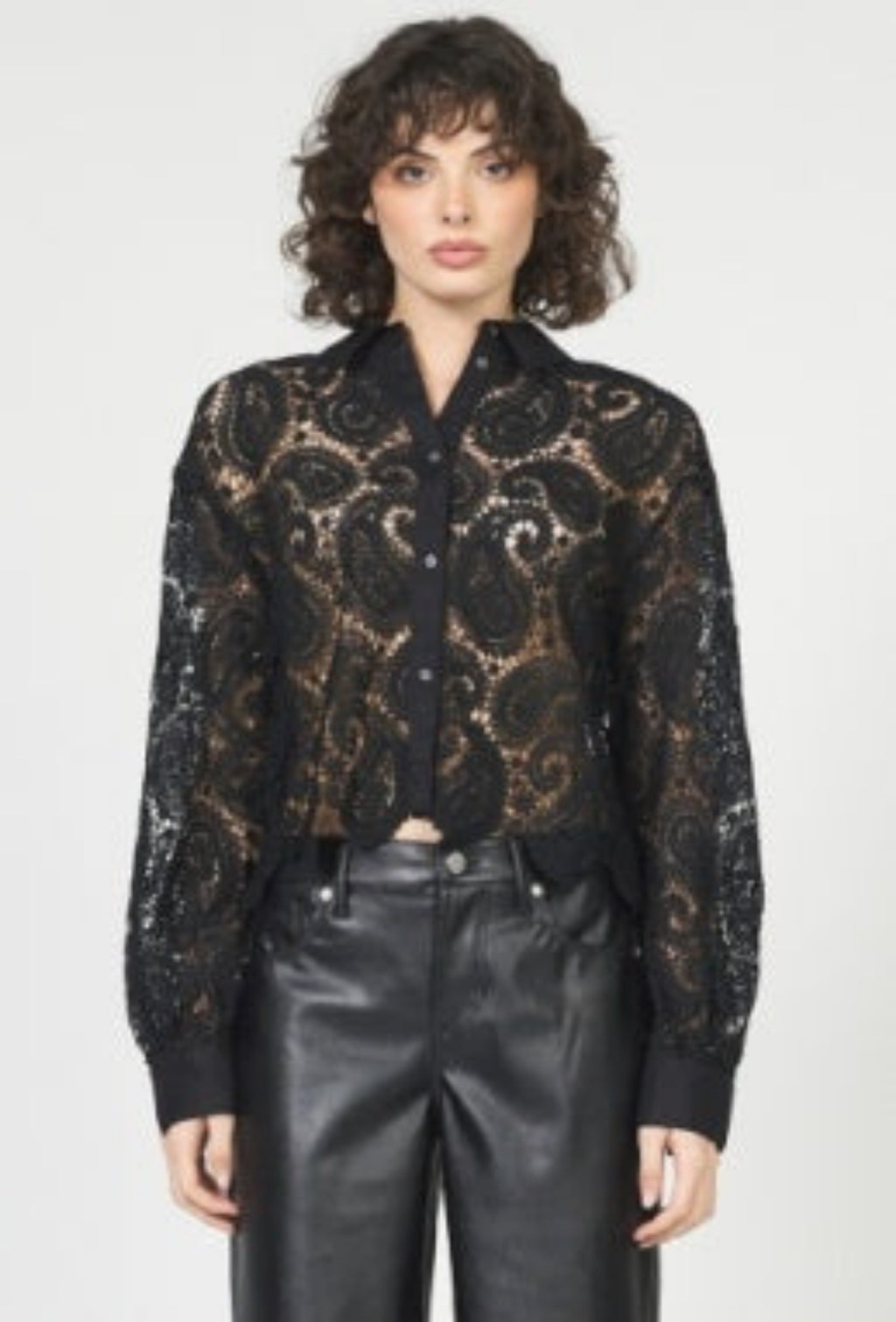 Suzette Long Sleeve Lace Top - Black