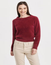 Effy Long Sleeve Crew Neck Fuzzy Sweater - Granada