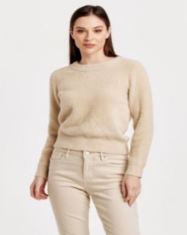 Effy Long Sleeve Crew Neck Fuzzy Sweater - Sugar Cookie