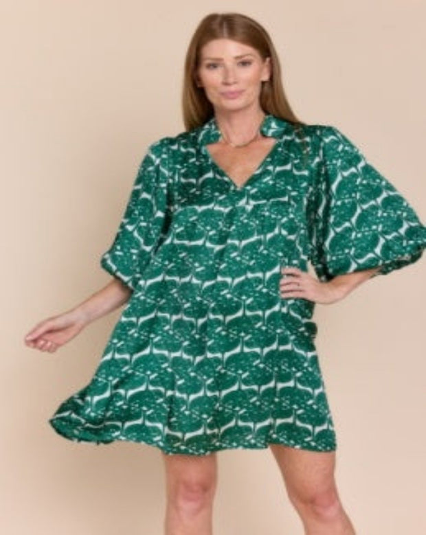 Giada Mini Dress - Forest Green