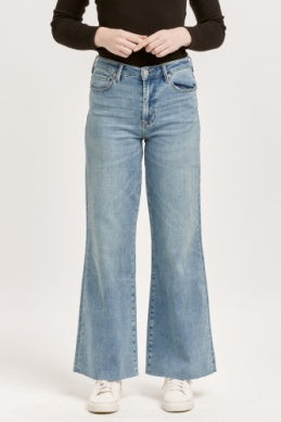 Fiona Wide Leg Raw Hem - Artic Denim