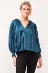 Deletta Long Sleeve Satin Blouse - Deep Teal