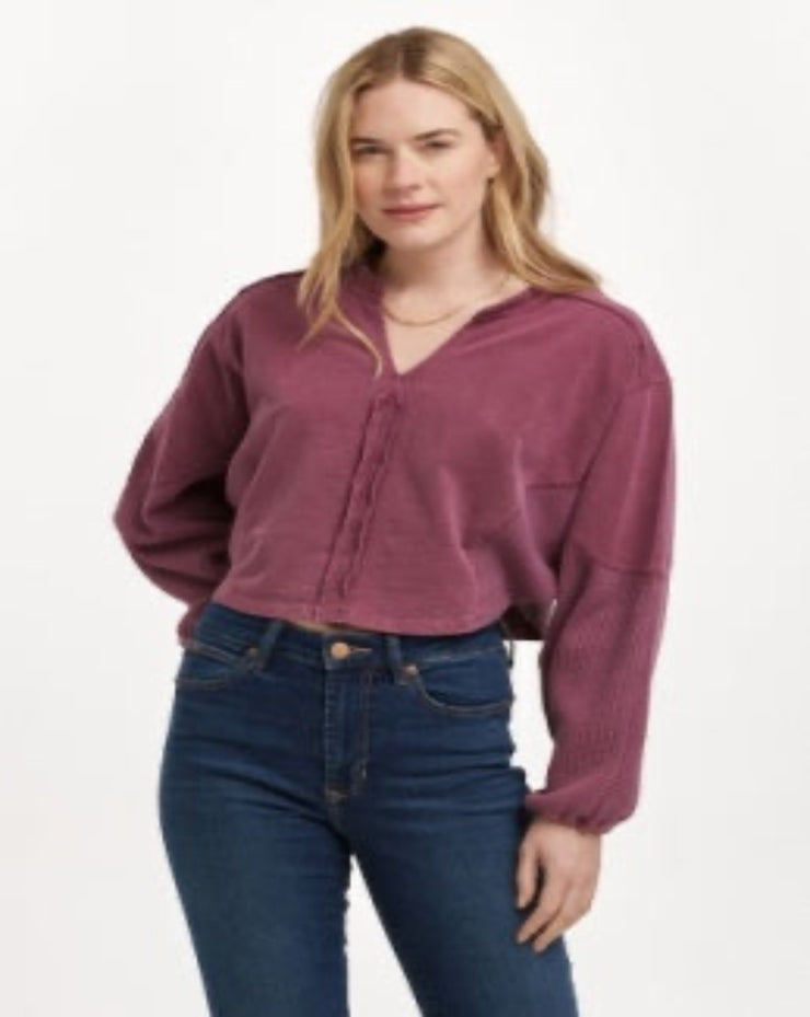 Amari V-Neck long Sleeve Blouse - Plum Berry