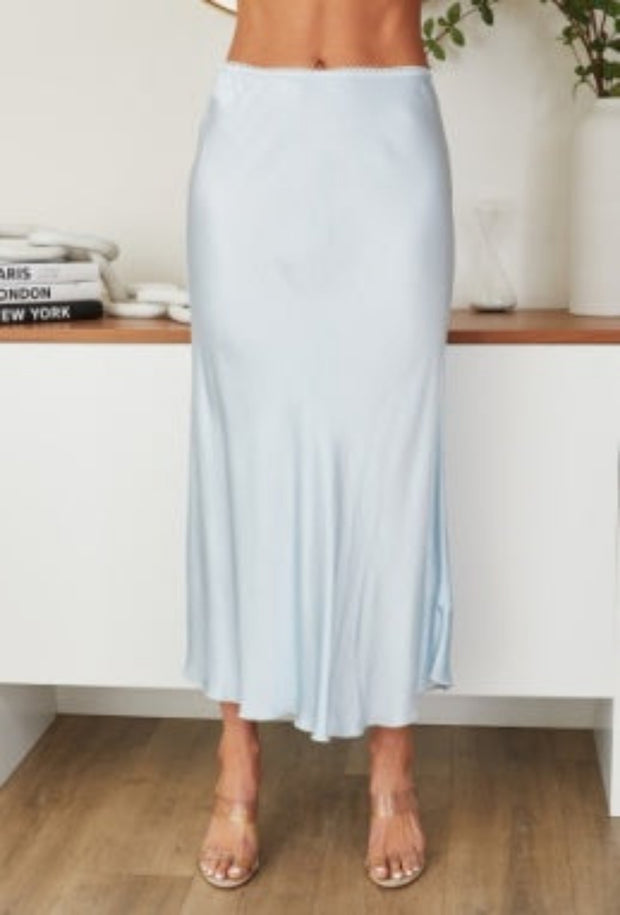 Silky Slip Skirt - Sky Blue