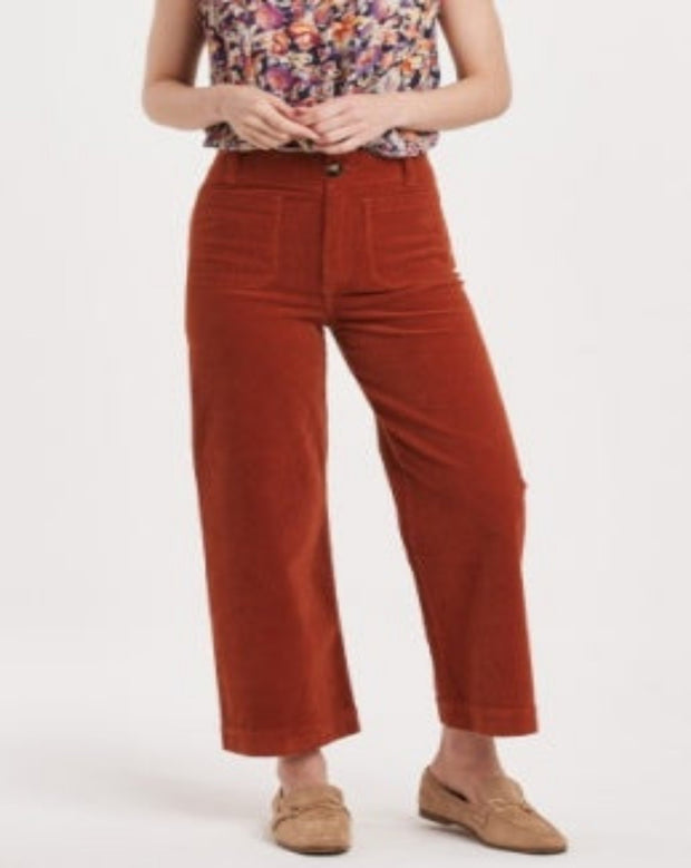 Analei Corduroy Patch Pocket Pant - Roasted Pecan