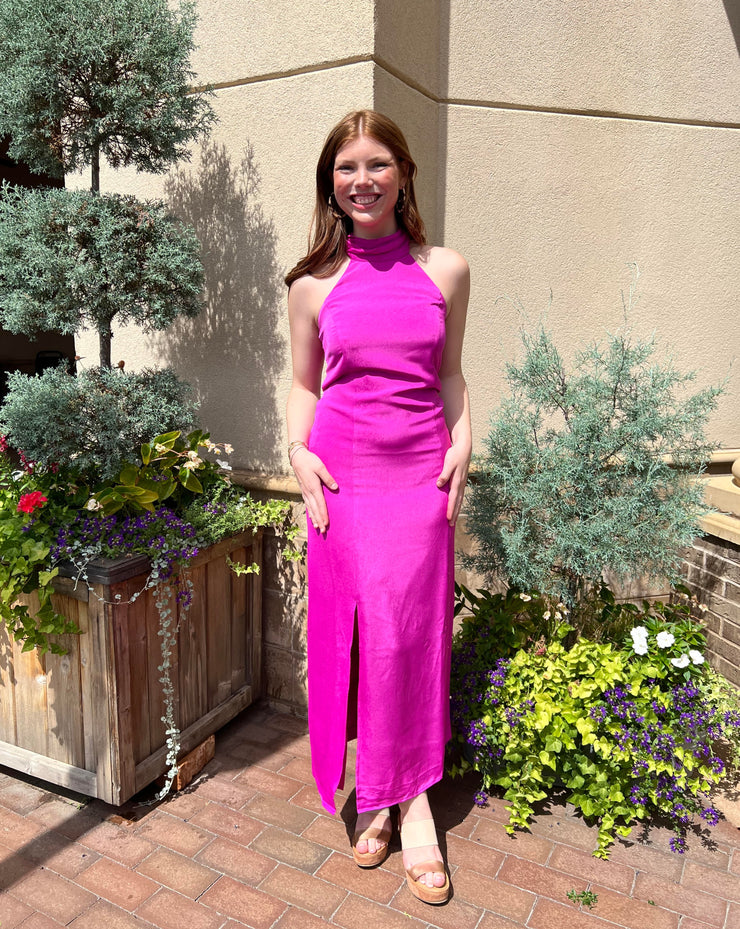 Alize Halter Maxi Dress "Fuchsia"