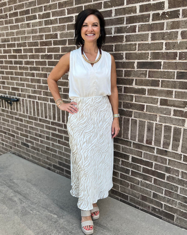 Satin Pleated Top - Ivory