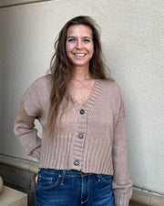 Jac Cropped Cardi Chunky Sweater - Latte