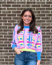 Sweetheart Sweater - Rainbow Plaid