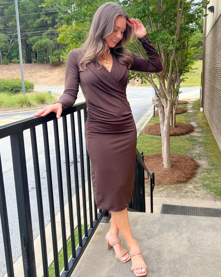 Leo Draped Dress - Brown