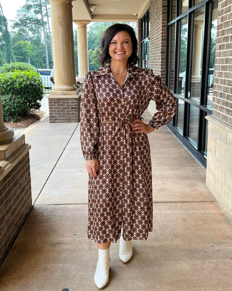 Harley Printed Dress - Brown Multi