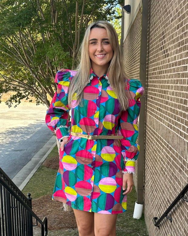 Modern Pop Shirt Dress - Multi