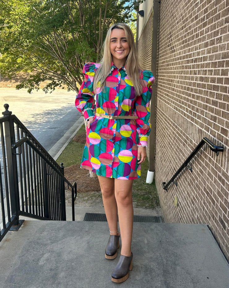 Modern Pop Shirt Dress - Multi