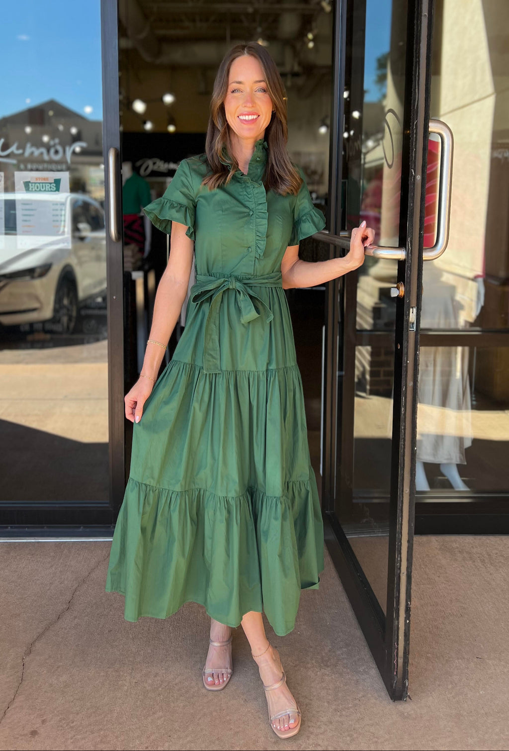 Lena Dress - Holiday Green