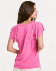 Ember Flutter Sleeve Top "Pink Tuberose"