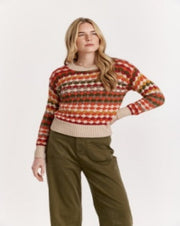 Fabienne Round Neck Multi Sweater - Fireside Glow