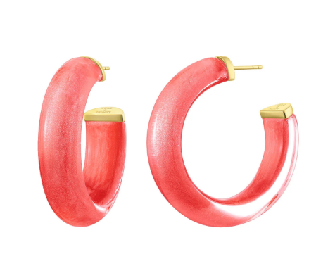 Gold Leaf Thin Faceted Lucite Bangle - Watermelon Gold