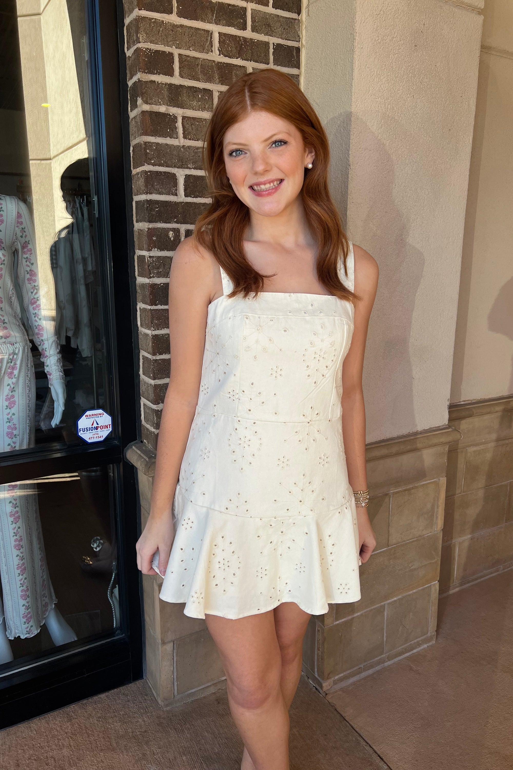 Emily Dress - Ivory Eyelet M Emily Dress - Ivory Eyelet M