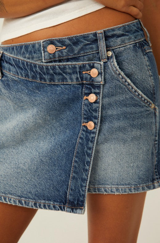 Wynne Denim Skirt - Cornflower