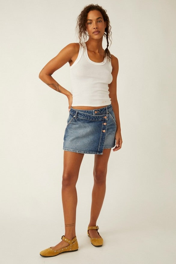 Wynne Denim Skirt - Cornflower