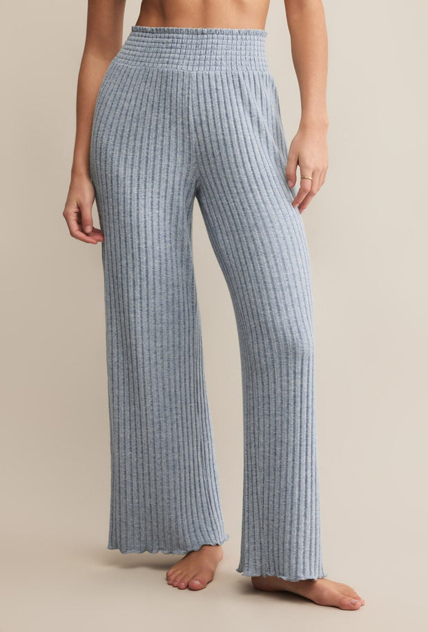 Dawn Smocked Rib Pant - Light Denim