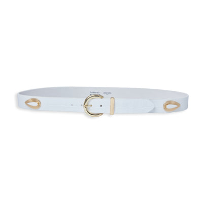 Lo Croc Gold Accented Belt in White