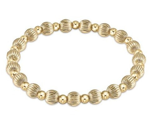 Dignity Grateful Pattern 6mm Bead Bracelet - Gold