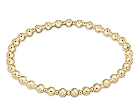 Classic Grateful Pattern 4mm Bead Bracelet - Gold