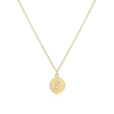 16" Initial Necklace Respect Gold Disc