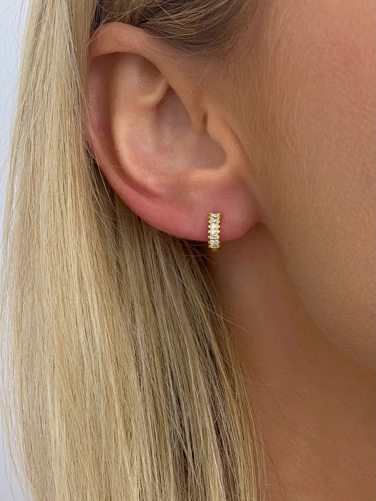 Baguette Huggie Hoops (Available in Gold or Silver)