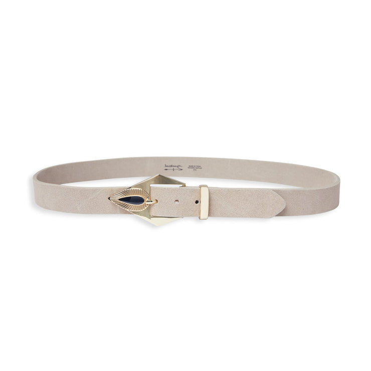 Addie Suede Belt with Gold Buckle in Tan