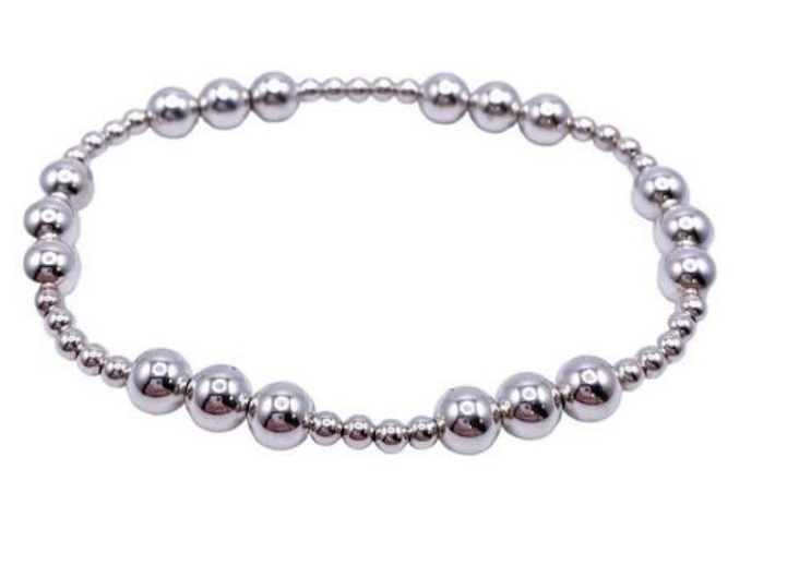 Classic Joy Pattern 6mm Bead Bracelet - Sterling