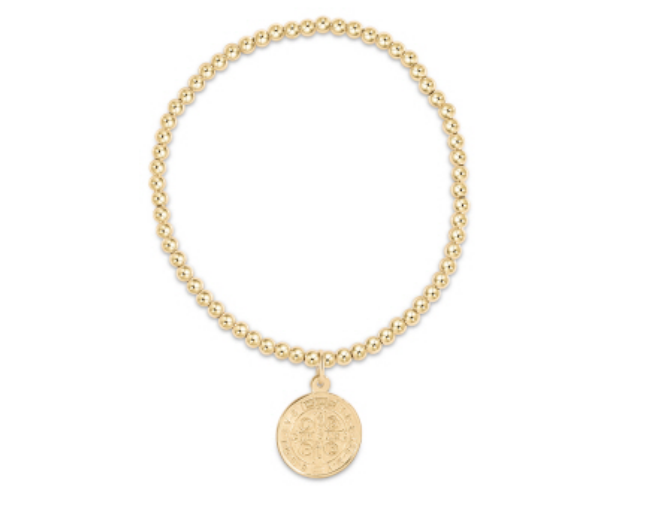 Classic Gold 3mm Bead Bracelet - Blessing Gold Disc