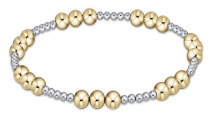 Classic Joy Pattern 5mm Bead Bracelet - Mixed Metal