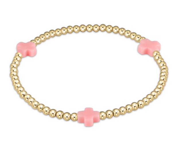 Signature Cross Gold Pattern 3mm Bead Bracelet